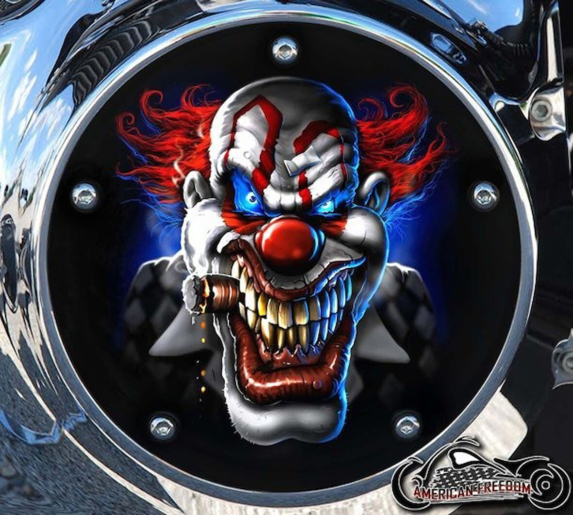Harley Davidson Softail M8 - Evil Cigar Clown Derby Cover 