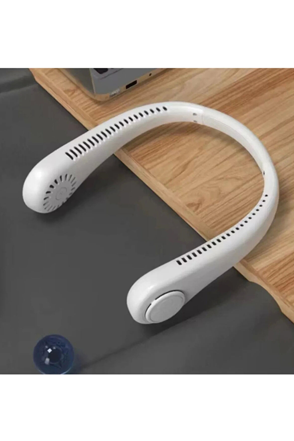 Askılı Boyun Tipi Fan 3 Kademeli Ayar USB Type-C Şarjlı Sessiz & Eller Serbest Soğutma Çift Motorlu Beyaz