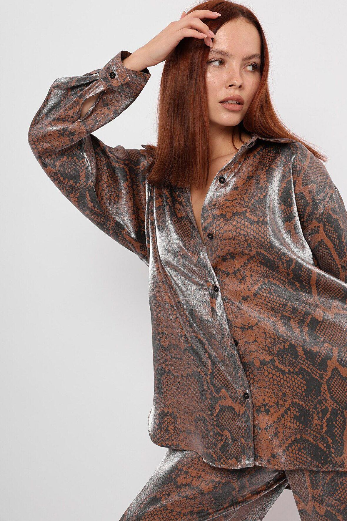 KAHVE GÜMÜŞ GÖMLEK