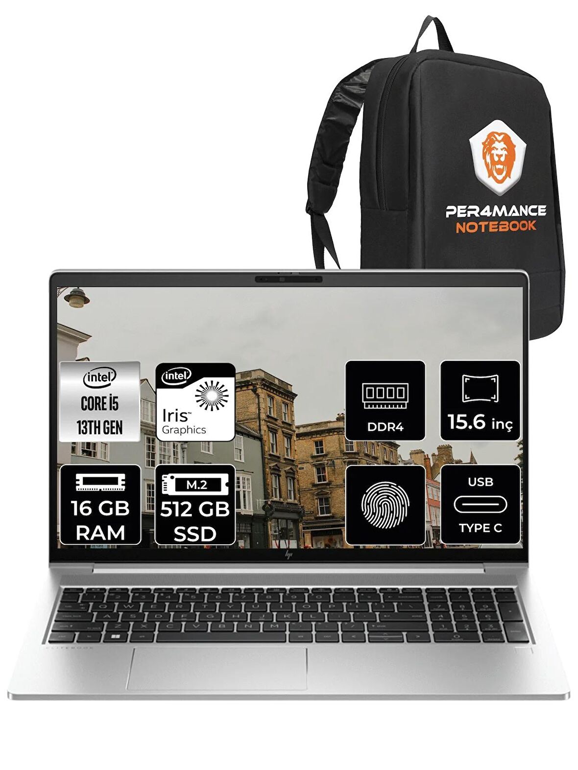 HP Elitebook 650 G10 i5 1335U 16GB RAM 512GB SSD 15.6'' FHD FDOS 725N9EA & PER4 ÇANTA
