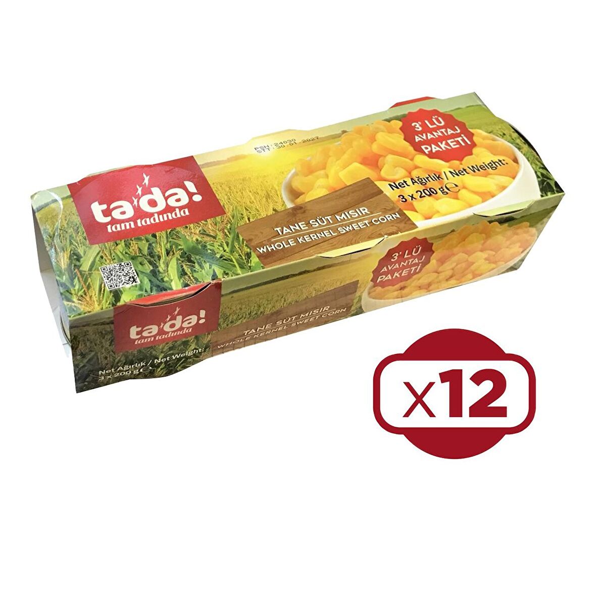 Tada Mısır Konservesi 3 x 200 Gr x 12 Adet