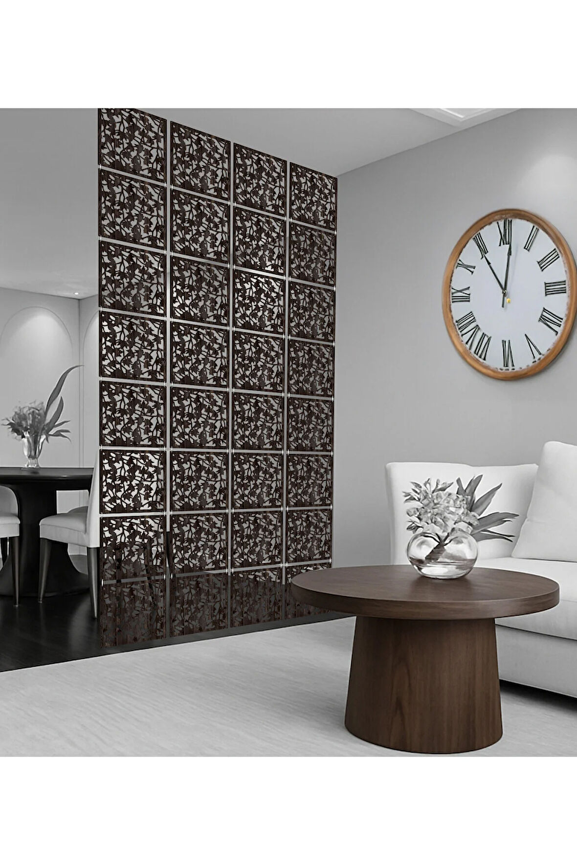 Akçaağaç Yaprakları Lazer Kesim Paravan, Ahşap Seperatör, Panel Levha Seti Ahşap Oda Bölücü Desen