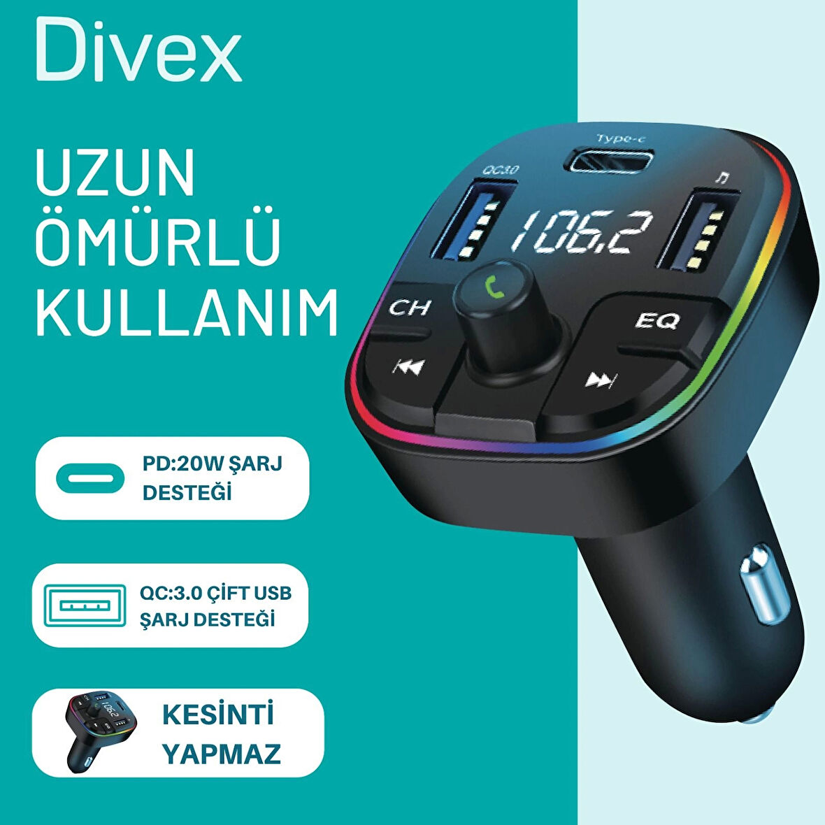 Transmitter Araç Kiti Bluetooth (DT-604)