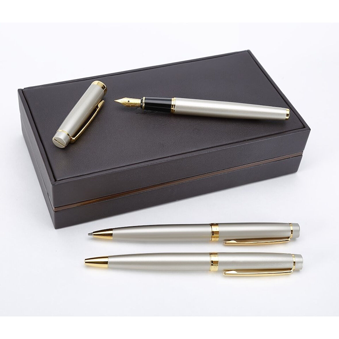 Scrikss Saten Altın 3 lü Kalem Seti ( Ömür boyu garantili )