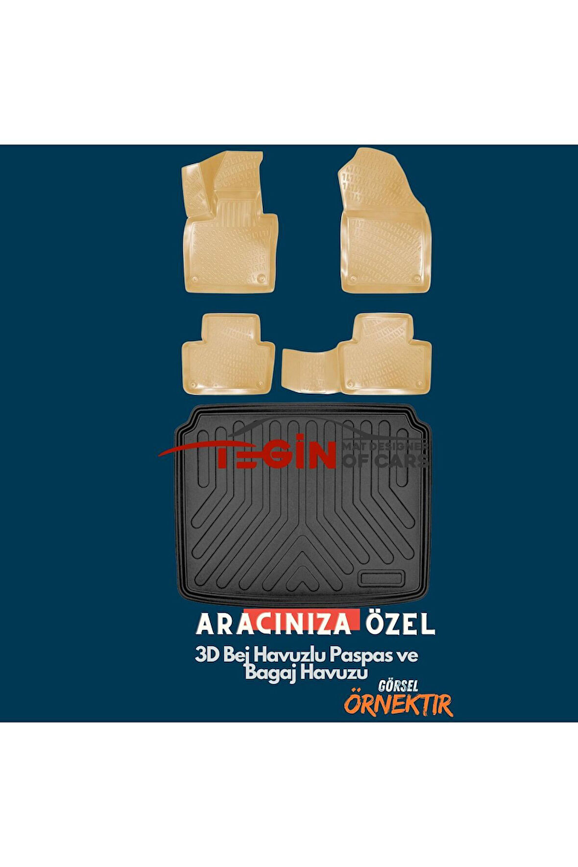 Mercedes CLS C218  Bagaj Havuzu 2010-2018 + Bej 3D Havuzlu Paspas