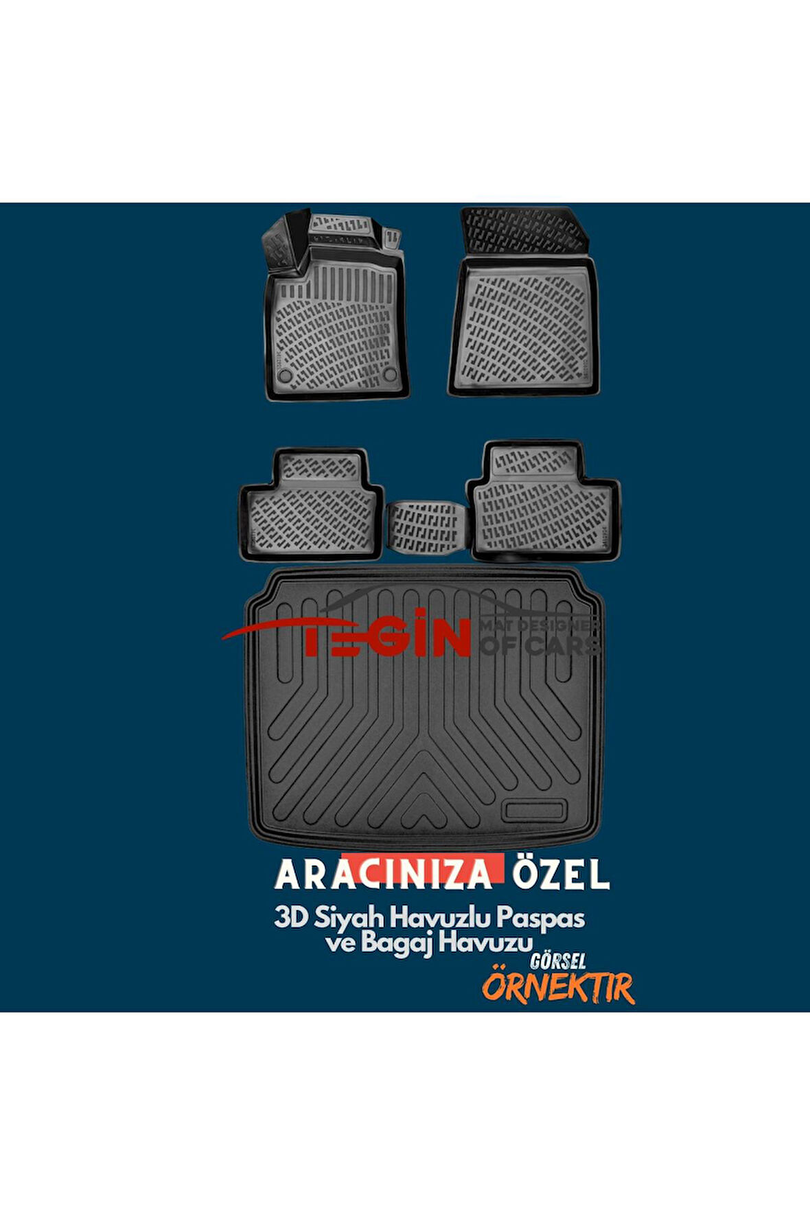 Opel Grandland Üst Bagaj 2023 Bagaj Havuzu + Siyah 3D Havuzlu Paspas