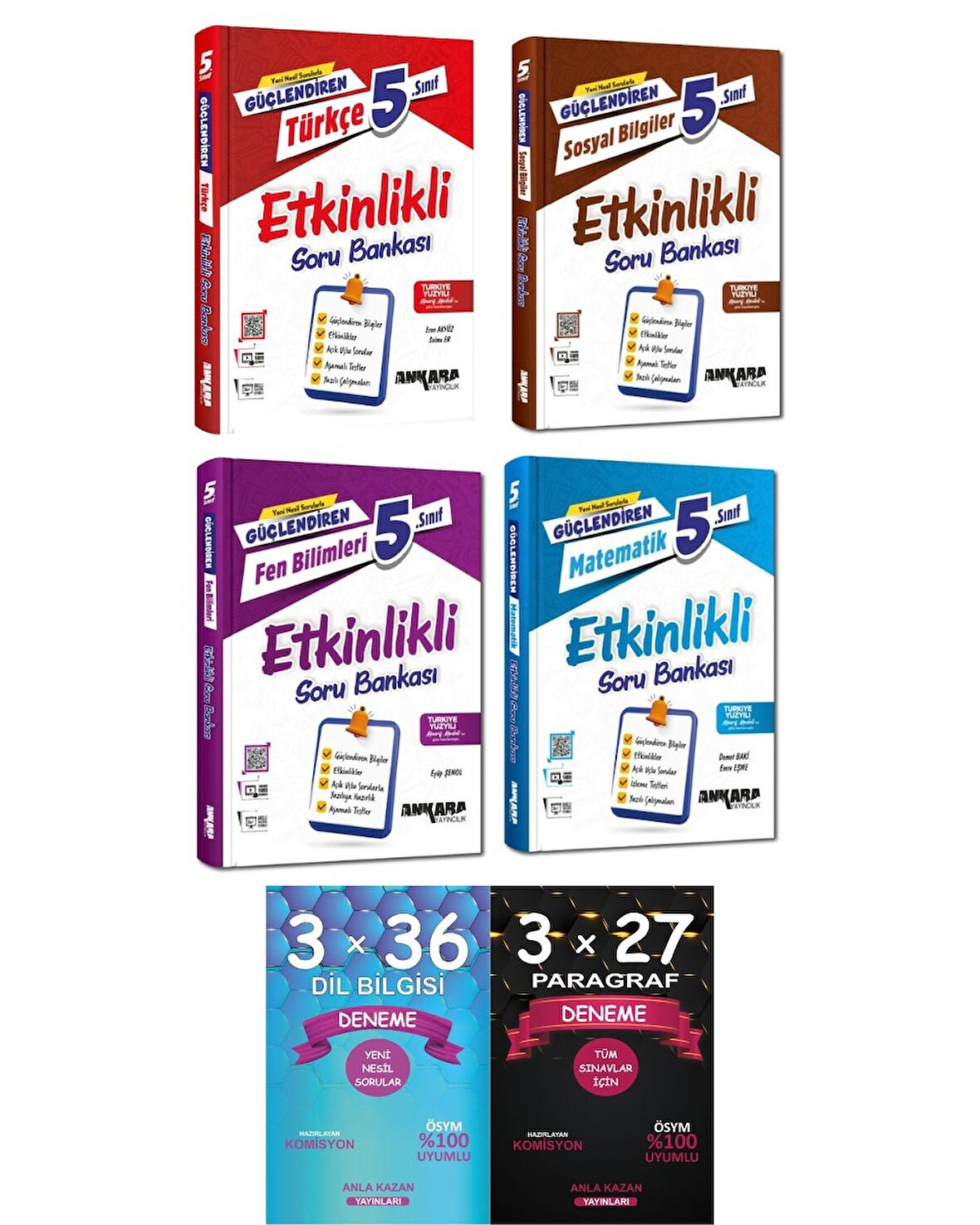 Ankara Yayıncılık 5.Sınıf Güçlendiren Sosyal + Türkçe + Matematik + Fen Etkinlikli Soru Anla Kazan