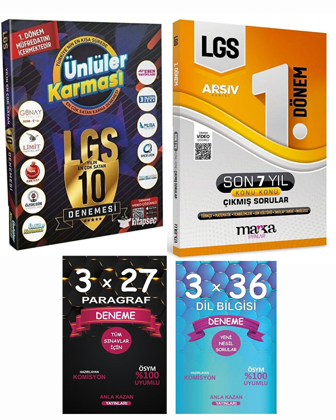Ünlüler LGS 2025 1.Dönem 10 lu Deneme + Marka 1. Dönem Çıkmış Soru + Anla Kazan Deneme