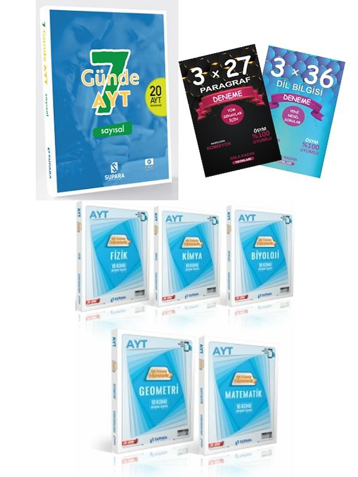 Supara 2025 7 Günde Sayısal + AYT Sayısal Konu Denemeleri + Anla Kazan Deneme 8 li Set