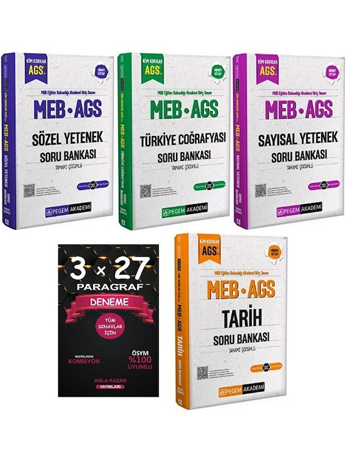 Pegem 2025 MEB-AGS Sayısal + Sözel Yetenek + Tarih + Türkiye Coğrafyası + Anka Paragraf 5 li Set