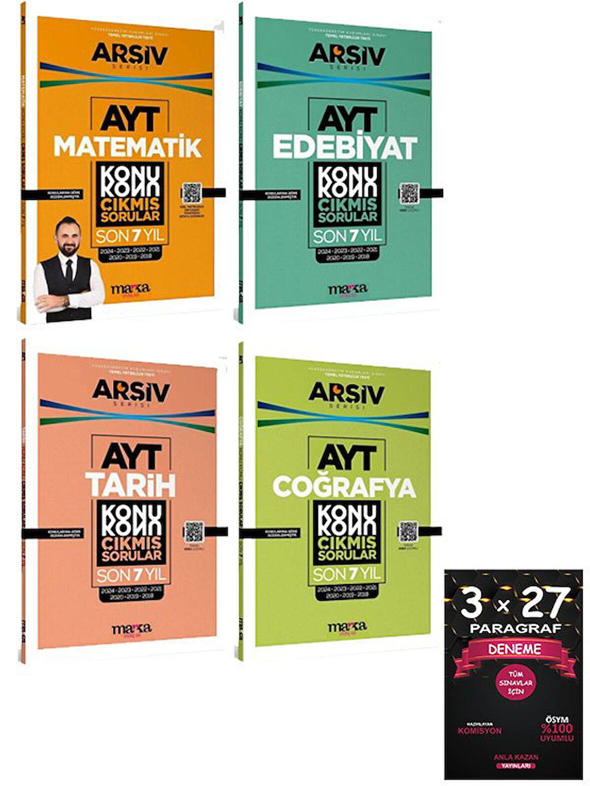 Marka YKS AYT Eşit Ağırlık Çıkmış Sorular Konu Konu Son 7 Yıl Tıpkı Basım Arşiv Serisi Çözümlü 4 lü Set 