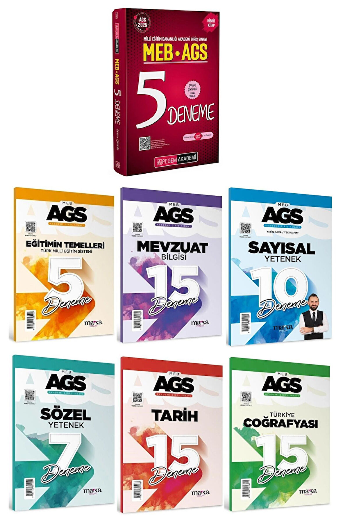 Pegem + Marka 2025 MEB-AGS Tüm Dersler 5+67 Deneme 7 li Set Pegem Akademi + Marka Yayınları