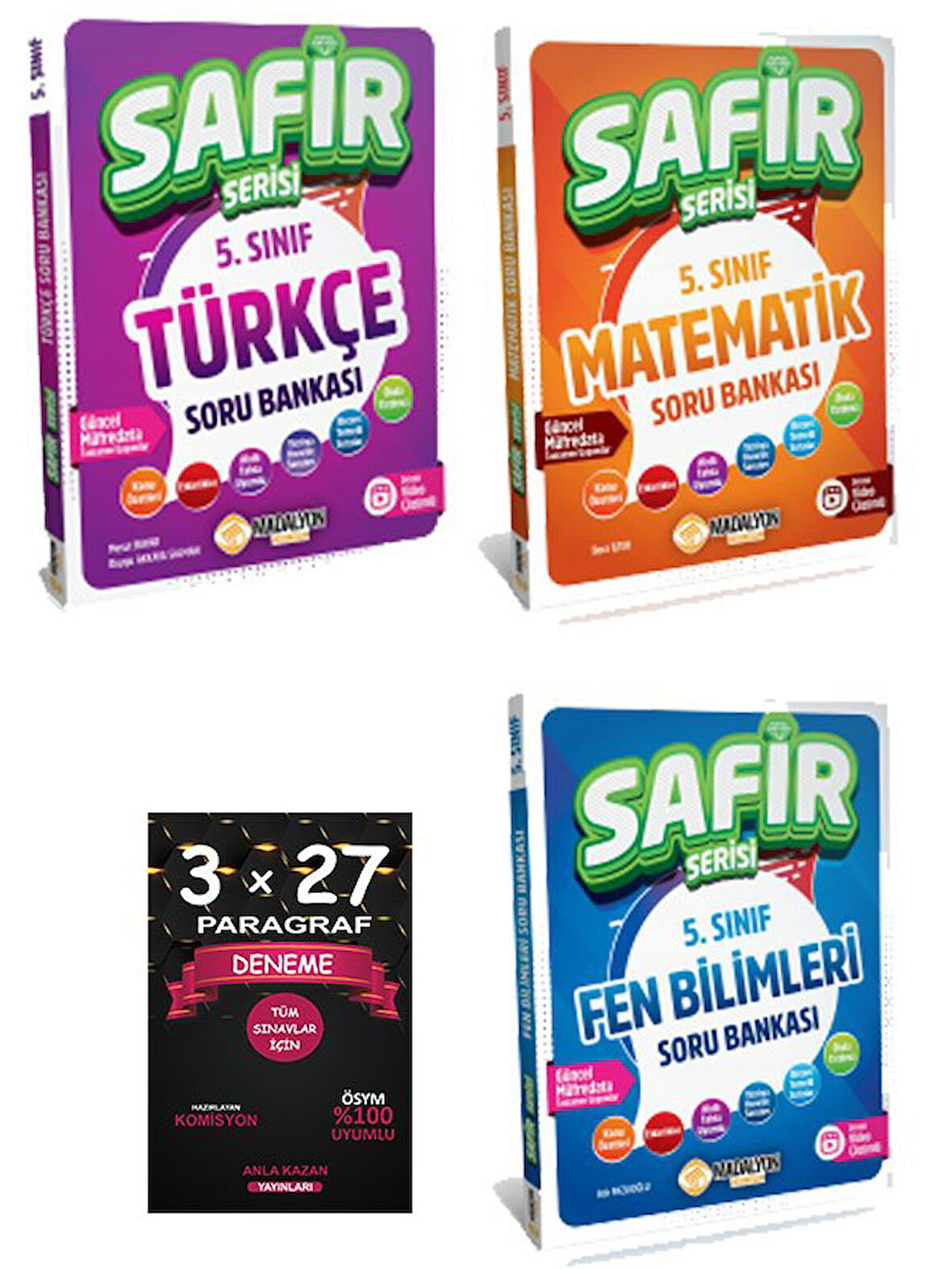 MADALYON - 5.SINIF SAFİR TÜRKÇE+MATEMATİK+FEN BİLİMLERİ SORU BANKASI