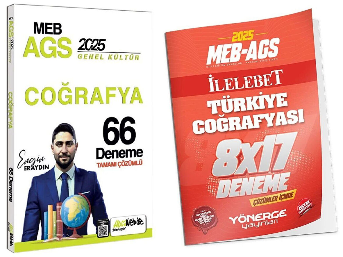 HocaWebde + Yönerge 2025 MEB-AGS Türkiye Coğrafyası 66+17 Deneme 2 li Set - Engin Eraydın HocaWebde + Yönerge Yayınları