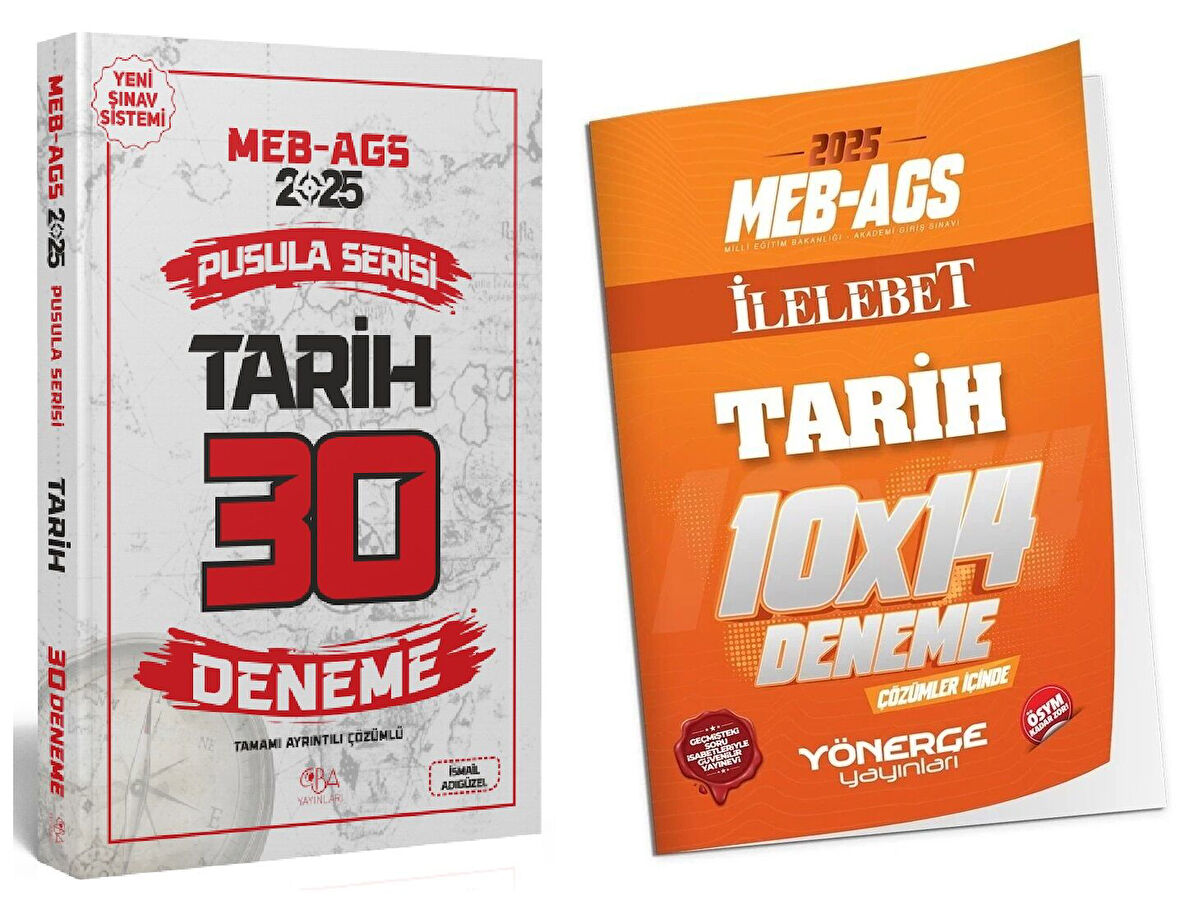 CBA + Yönerge 2025 MEB-AGS Tarihin Pusulası 30+14 Deneme 2 li Set - İsmail Adıgüzel CBA + Yönerge Yayınları