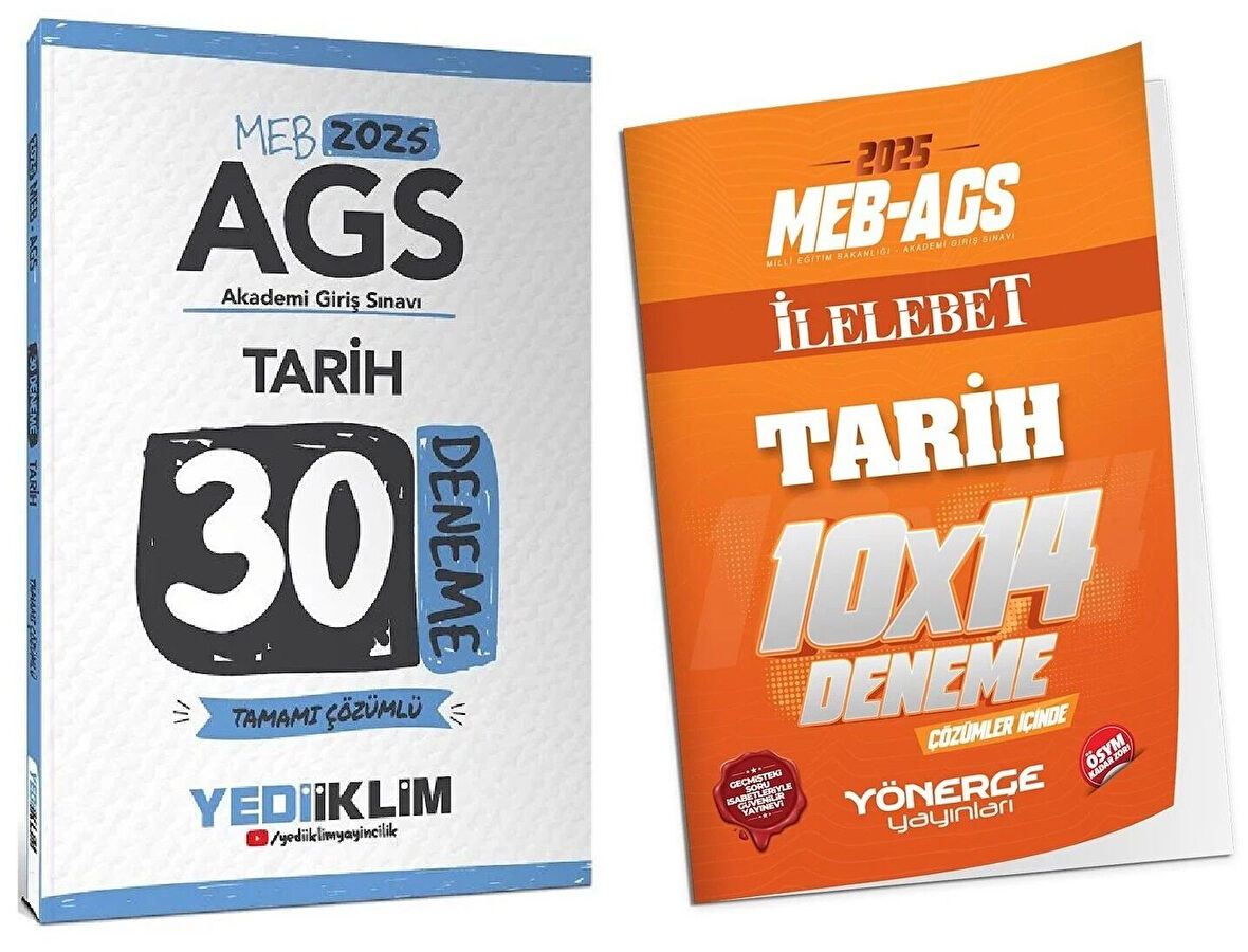 Yediiklim + Yönerge 2025 MEB-AGS Tarih 30+14 Deneme 2 li Set Yediiklim + Yönerge Yayınları