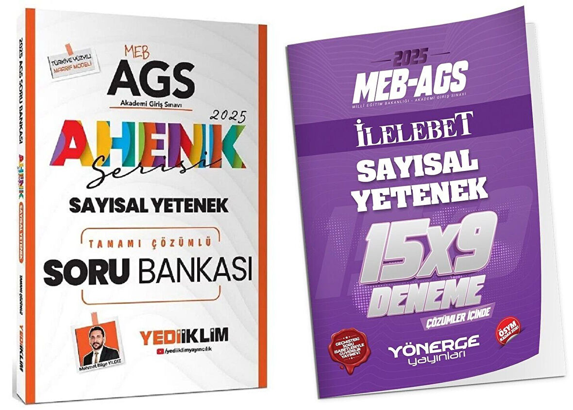 Yediiklim + Yönerge 2025 MEB-AGS Sayısal Yetenek Soru Bankası + 9 Deneme 2 li Set Ahenk Serisi