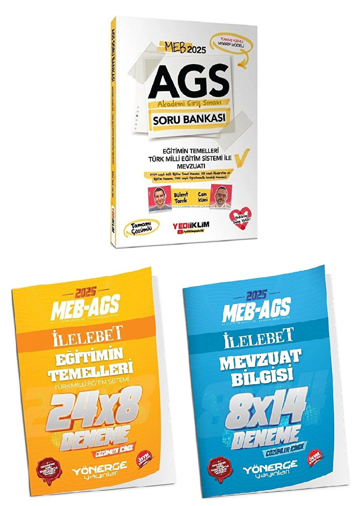 Yediiklim + Yönerge 2025 MEB-AGS Eğitimin Temelleri ve Türk Milli Eğitim Sistemi ile Mevzuatı Soru Bankası + 22 Deneme 3 lü Set