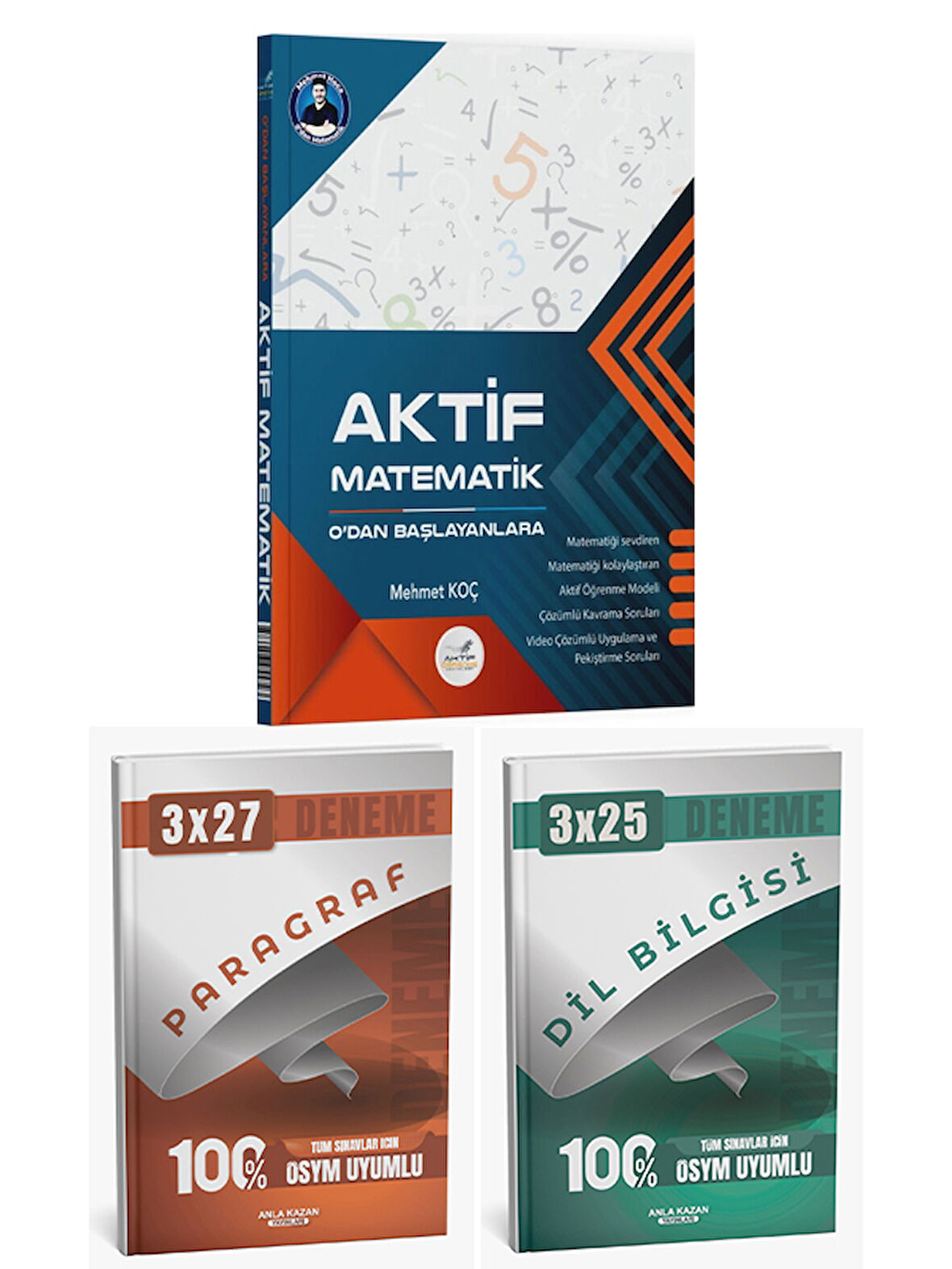 Aktif + Anla Kazan 2026 TYT 0 Dan Matematik ve Paragraf Dil Bilgisi Deneme 3 lü Set