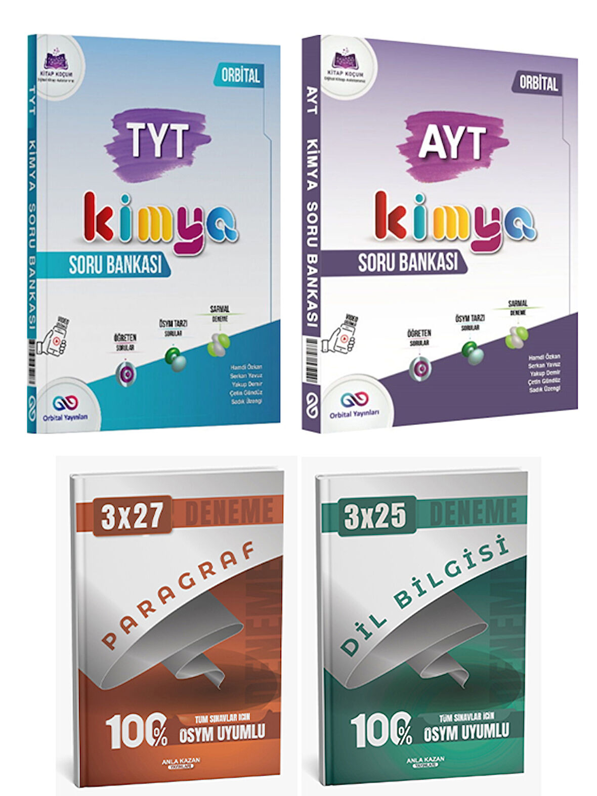 Orbital + Anla Kazan 2026 TYT ve AYT Kimya Soru + Paragraf Dil Bilgisi Deneme 4 lü Set
