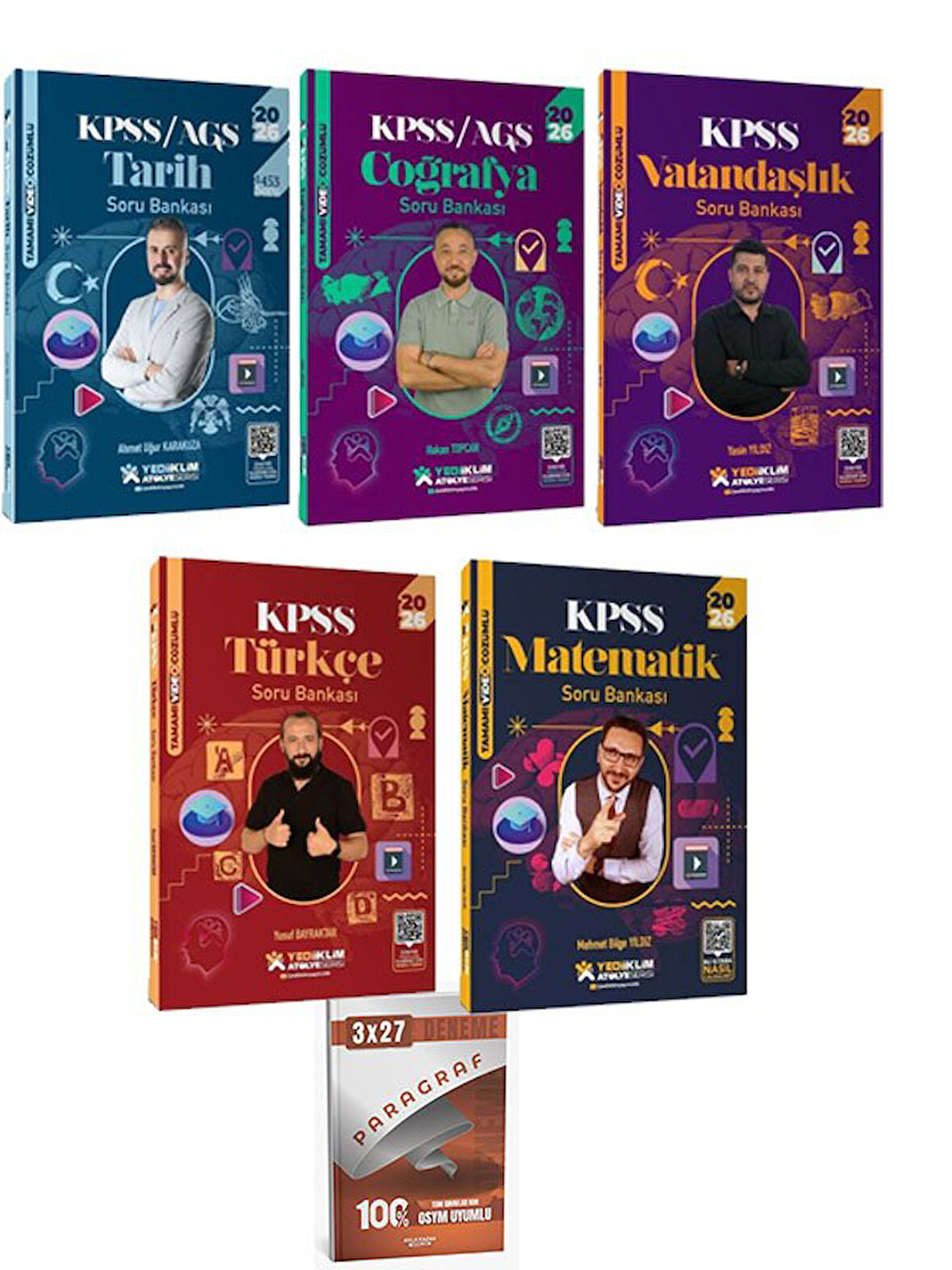 Yediiklim 2026 KPSS Genel Yetenek Genel Kültür Atölye Soru Bankası 5 li Set+Anla Kazan Paragraf