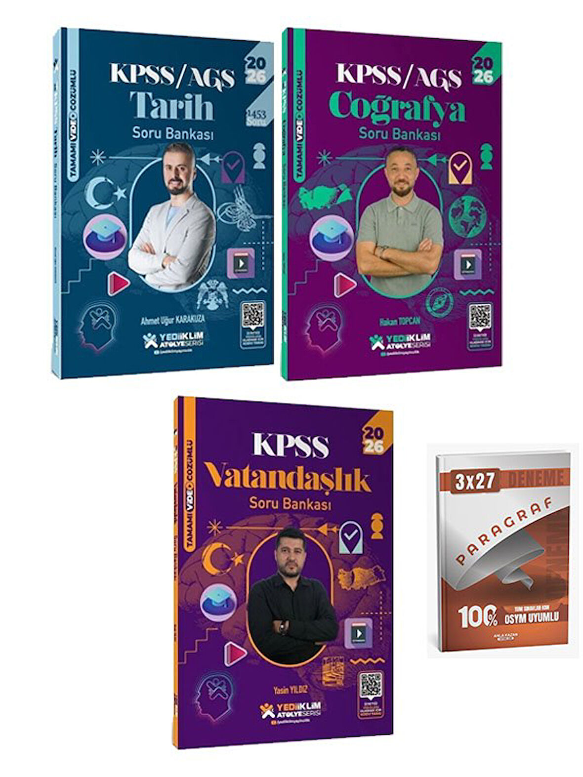 Yediiklim 2026 KPSS Tarih + Coğrafya + Vatandaşlık Atölye Soru Bankası 3 lü Set+Anla Kazan Paragraf