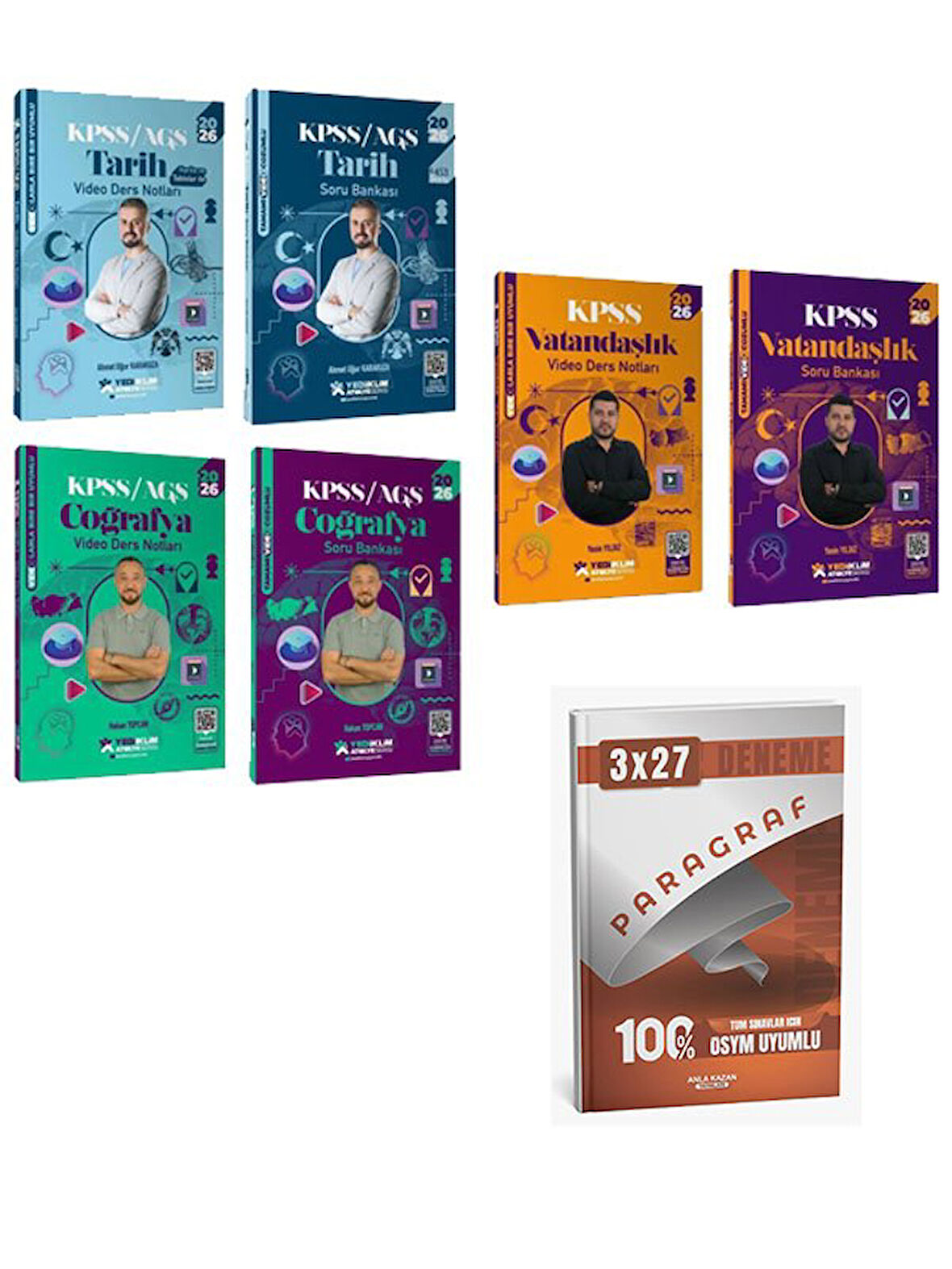 Yediiklim 2026 KPSS Tarih + Coğrafya + Vatandaşlık Atölye Video Ders Notları + Soru Bankası 6 lı Set+AnlaKazan Paragraf