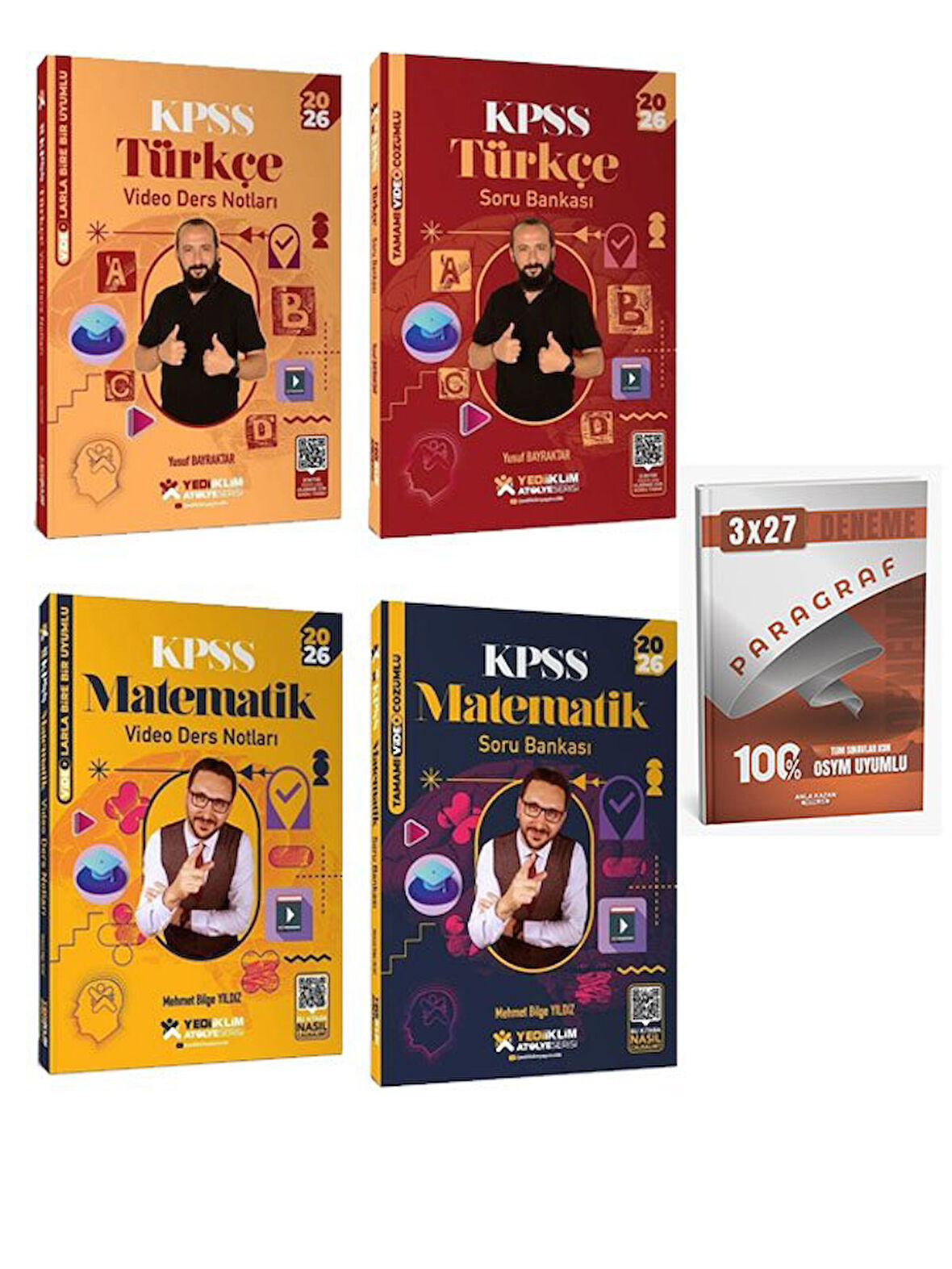 Yediiklim 2026 KPSS Türkçe + Matematik Atölye Video Ders Notları + Soru Bankası 4 lü Set+AnlaKazan Paragraf