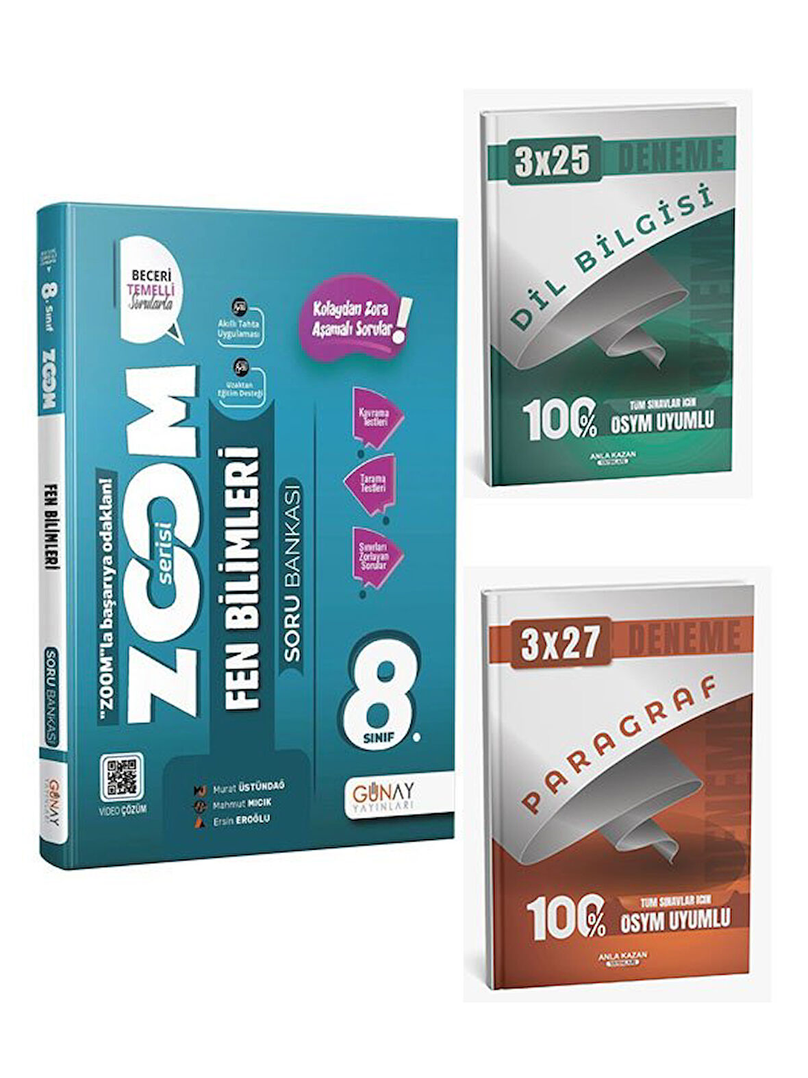 Günay Yayınları 2026 8. Sınıf LGS Fen Bilimleri Yeni Zoom Soru Bankası+Anla Kazan Paragraf+Dilbilgisi