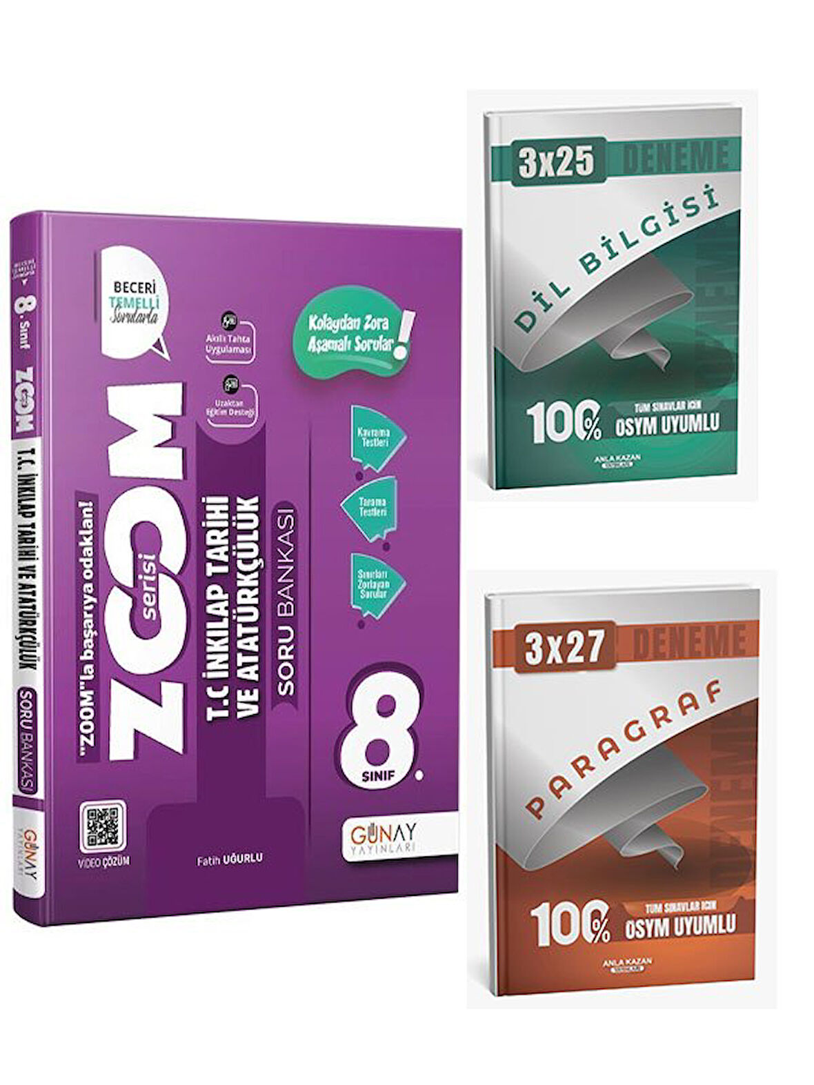 Günay Yayınları 2026 8. Sınıf LGS T.C. İnkılap Tarihi ve Atatürkçülük Yeni Zoom Soru Bankası+Anla Kazan Paragraf+Dilbilgisi