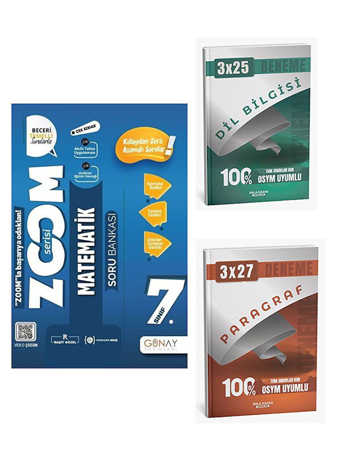 Günay Yayınları 2026 7. Sınıf Matematik Zoom Soru Bankası+Anla Kazan Paragraf+Dilbilgisi