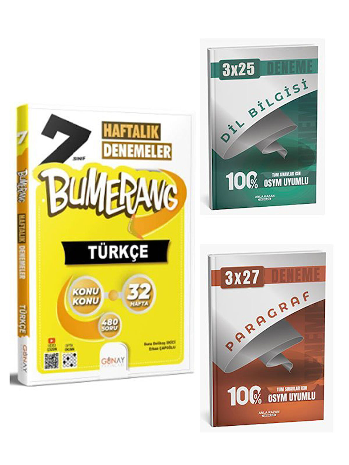 Günay Yayınları 2026 7. Sınıf Bumerang Haftalık Türkçe Denemeleri+Anla Kazan Paragraf+Dilbilgisi