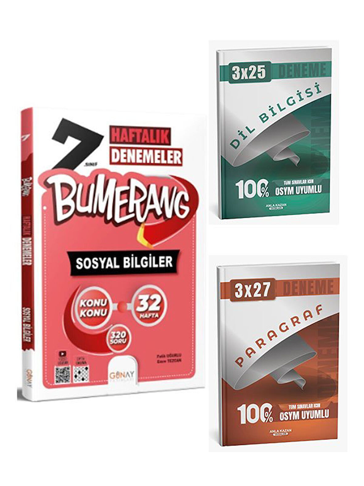 Günay Yayınları 7. Sınıf Sosyal Bilgiler Bumerang Haftalık Denemeler+Anla Kazan Paragraf+Dilbilgisi