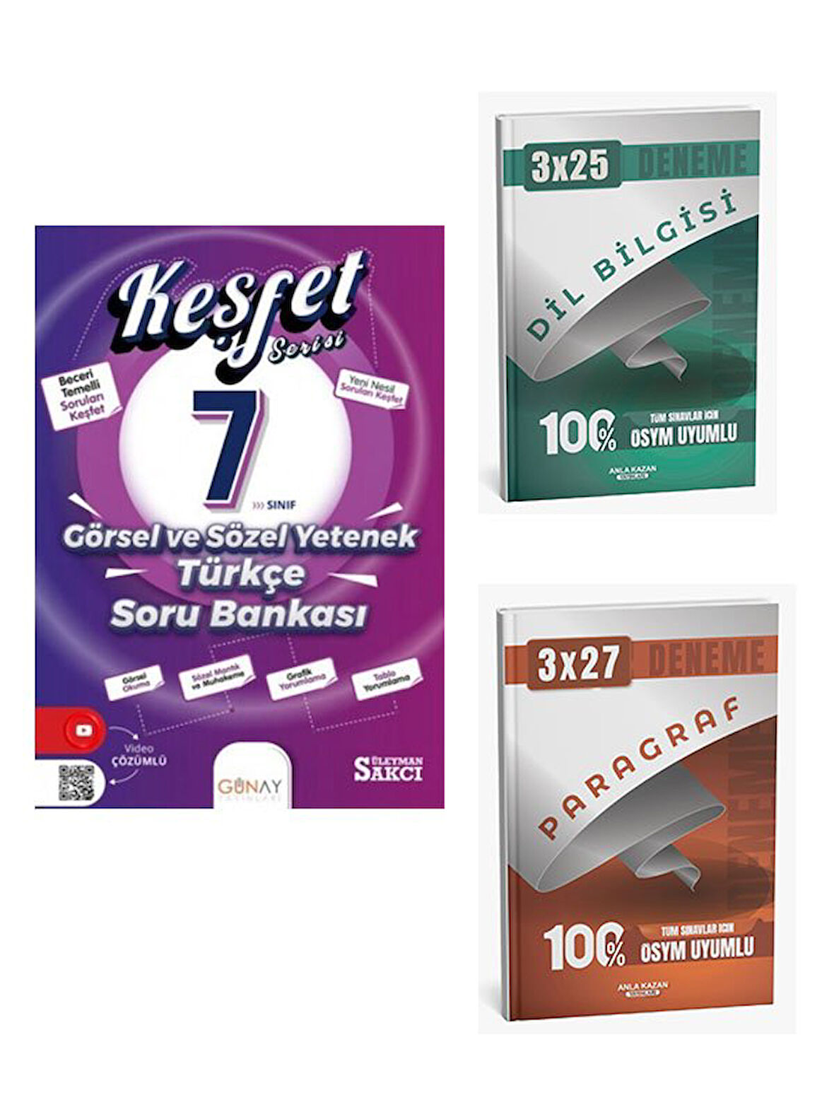 Günay Yayınları 2026 7. Sınıf Görsel ve Sözel Yetenek Türkçe Keşfet Soru Bankası+Anla Kazan Paragraf+Dilbilgisi
