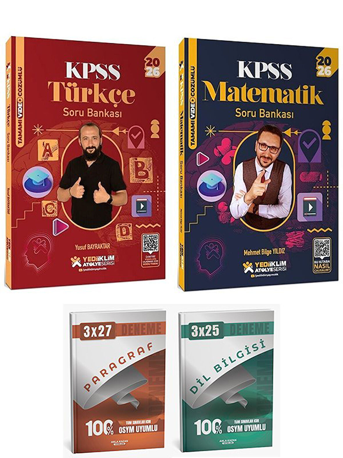 Yediiklim 2026 KPSS Türkçe + Matematik Atölye Soru Bankası 2 li Set Yediiklim Yayınları