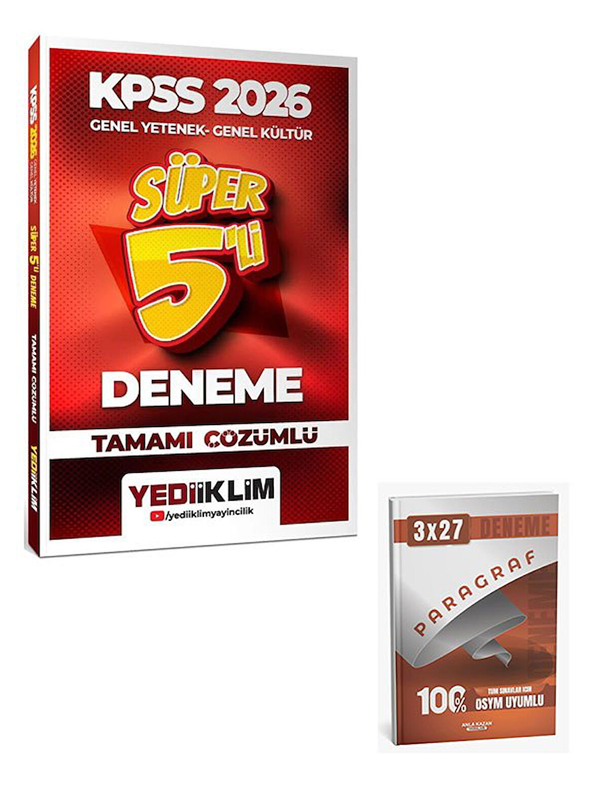 Yediiklim 2026 KPSS Genel Yetenek Genel Kültür Süper 5 li Deneme Çözümlü+Anla Kazan Paragraf