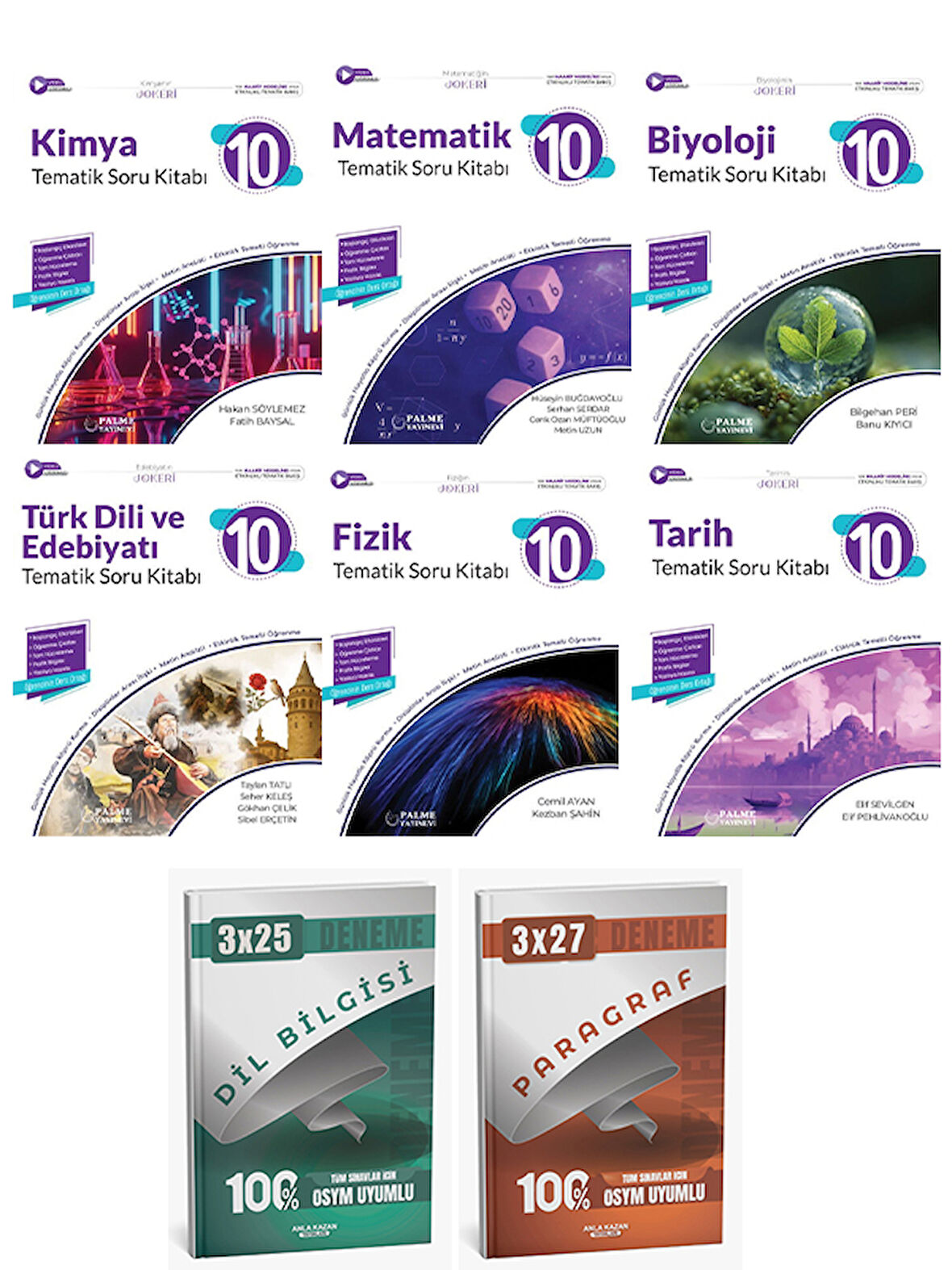 Palme + Anla Kazan 2026 10. Sınıf Tematik Fizik Kimya Biyoloji Edebiyat Tarih Matematik 8 li Set