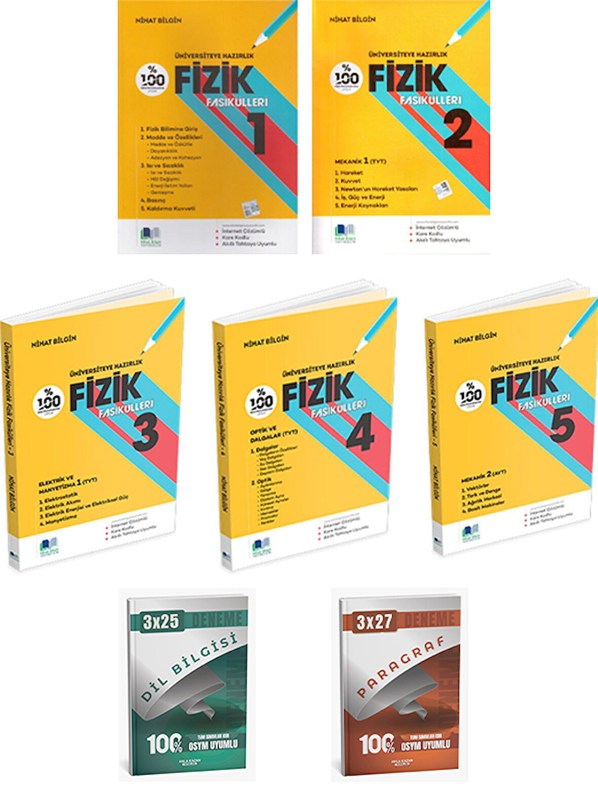 Nihat + Anla Kazan 2026 TYT Fizik 1 2 3 4 5 Fasikülleri + Anla Kazan Deneme 7 li Set
