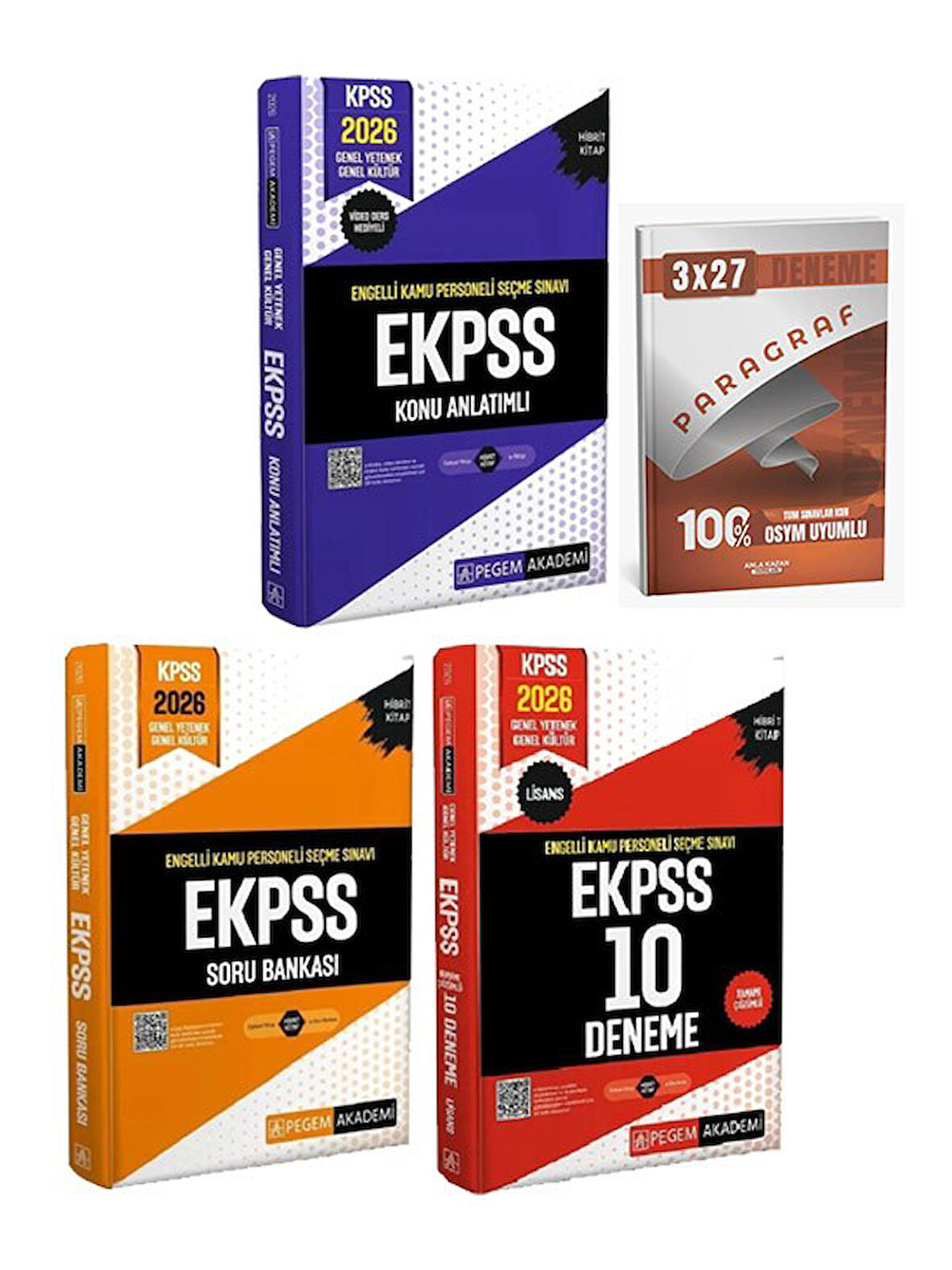 Pegem 2026 EKPSS Konu + Soru Bankası + 10 Deneme 3 lü Set+Anla Kazan Paragraf