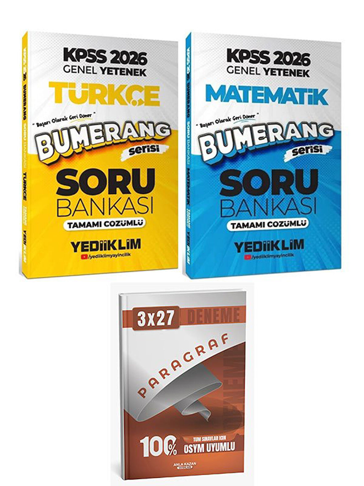 Yediiklim 2026 KPSS Türkçe + Matematik Bumerang Soru Bankası 2 li Set+Anla Kazan Paragraf