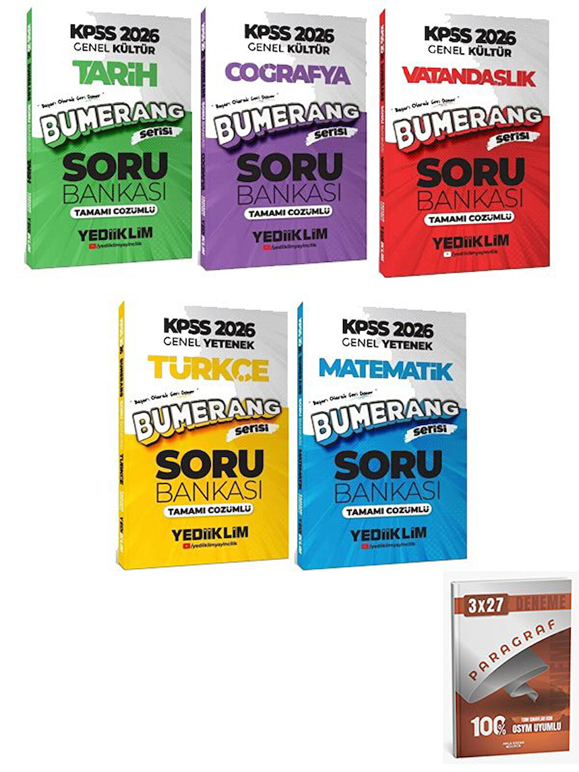 Yediiklim 2026 KPSS Genel Yetenek Genel Kültür Bumerang Soru Bankası 5 li Set+Anla Kazan Paragraf