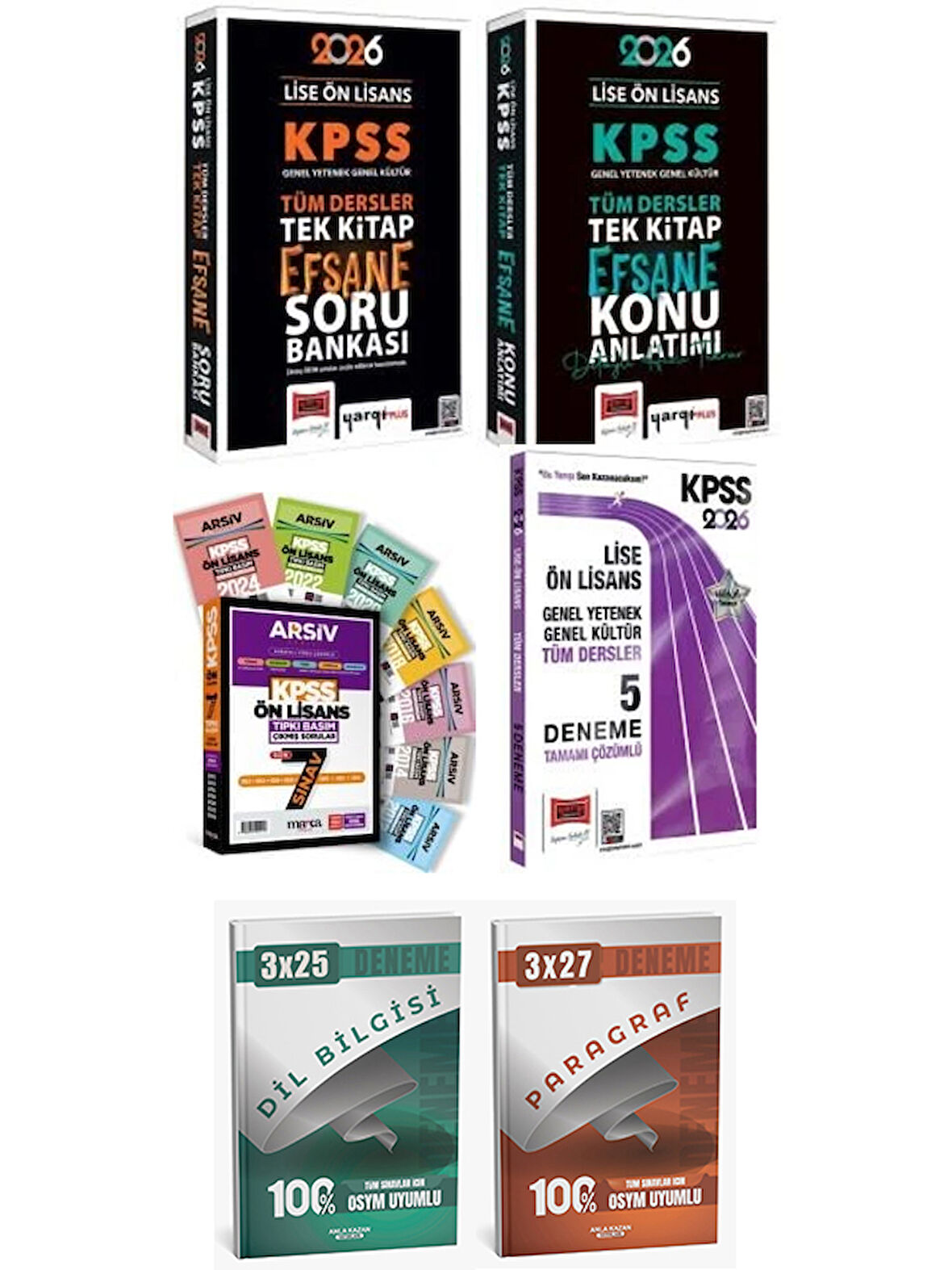 Yargı + Anla Kazan 2026 KPSS Ön Lisans Tek Kitap Konu Soru 5li Deneme + Marka Çıkmış Soru 6 lı Set