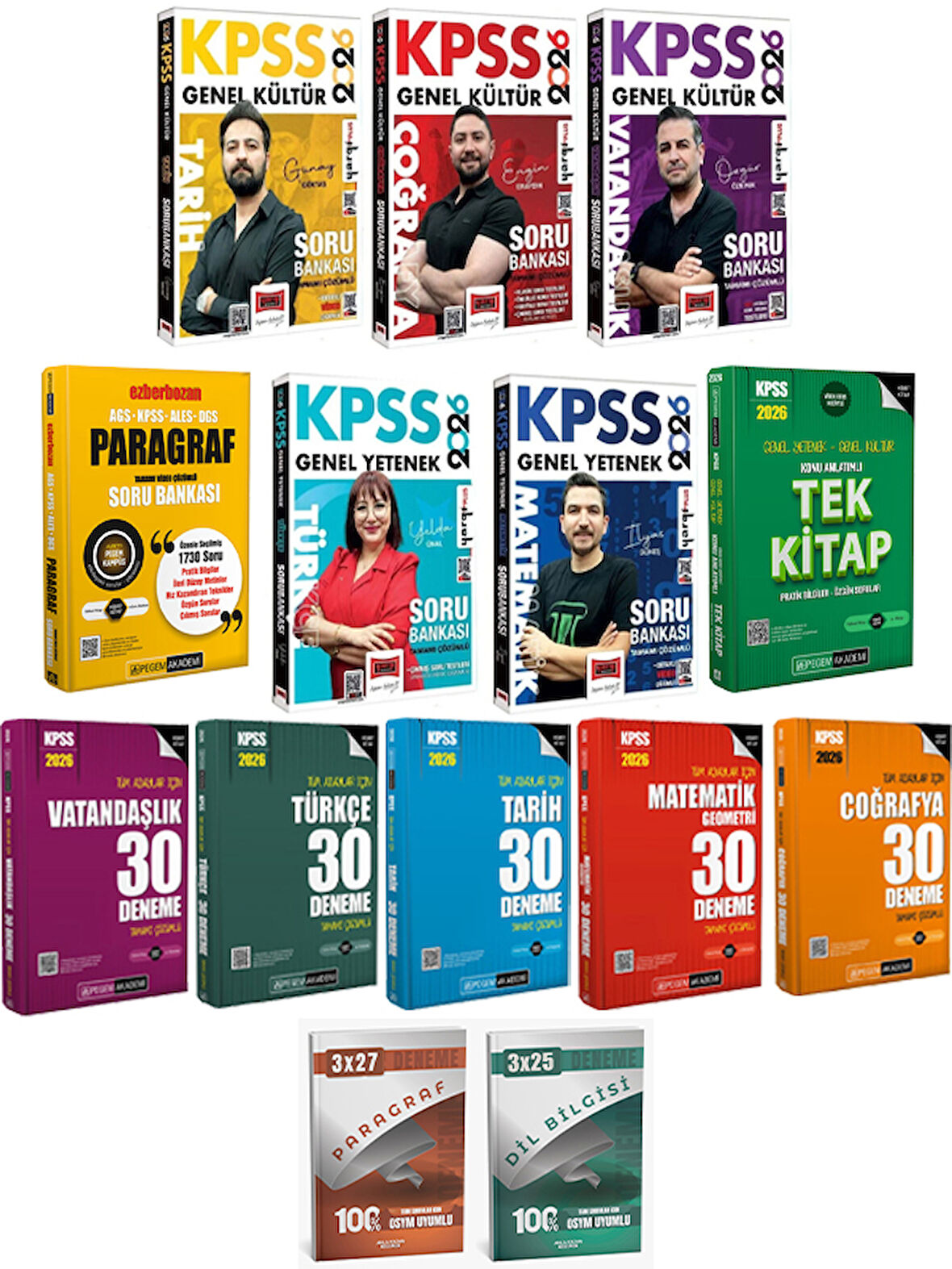 Yargı + Pegem 2026 KPSS Lisans Tüm Dersler Soru + Tek Kitap Konu + 150 Deneme + Ezberbozan Paragraf