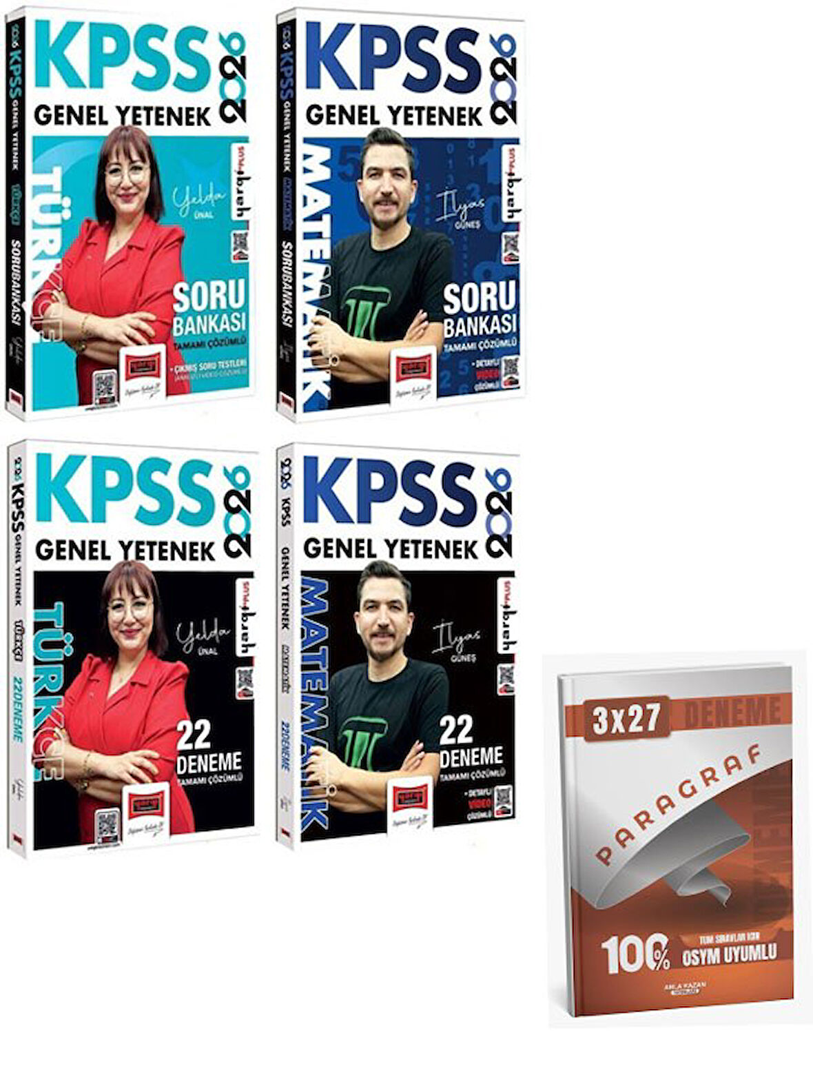 Yargı 2026 KPSS Türkçe + Matematik Soru Bankası + 22+22 Deneme 4 lü Set+Anla Kazan Paragraf