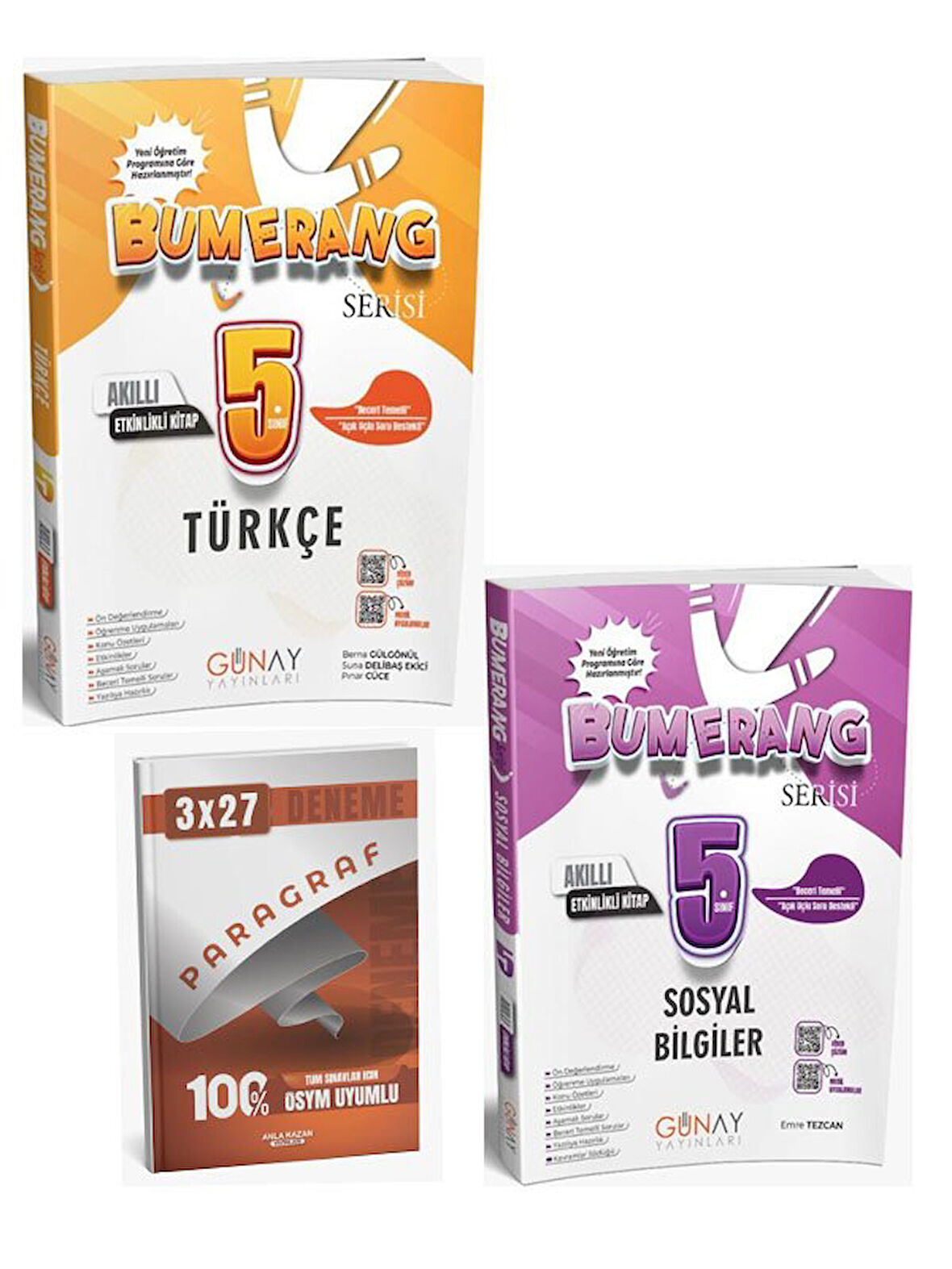 Günay 2026 5. Sınıf Türkçe+Sosyal Bilgiler Bumerang Etkinlikli Akıllı Defter Kitapı Seti Anla Kazan Paragraf