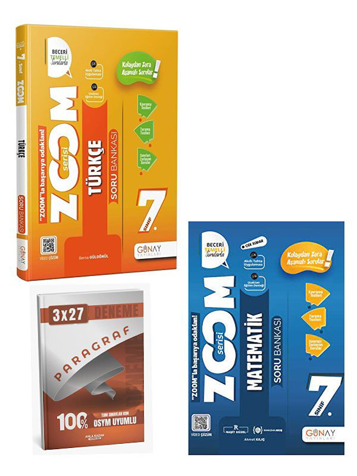 Günay 2026 7. Sınıf Türkçe+Matematik Yeni Zoom Soru Bankası Seti+Anla Kazan Paragraf