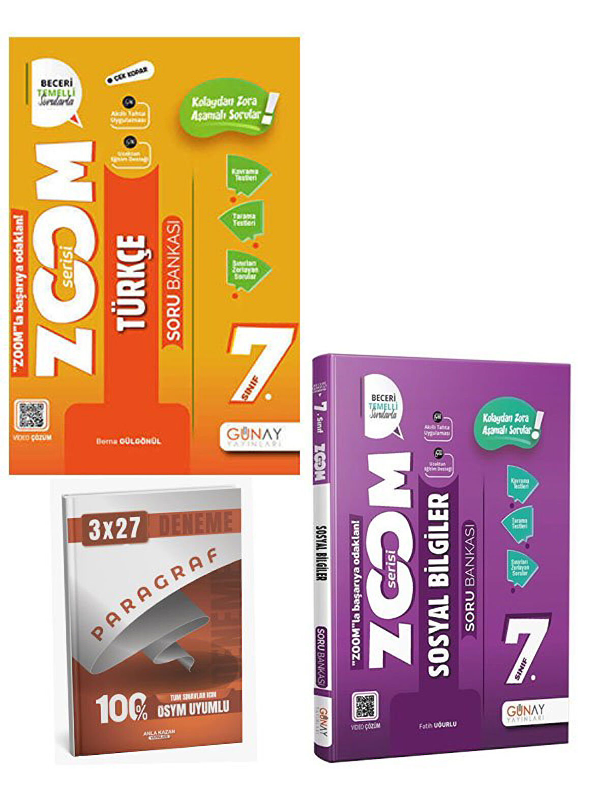 Günay 2026 7. Sınıf Zoom Serisi Türkçe+Sosyal Bilgiler  Soru Bankası Seti+Anla Kazan Paragraf