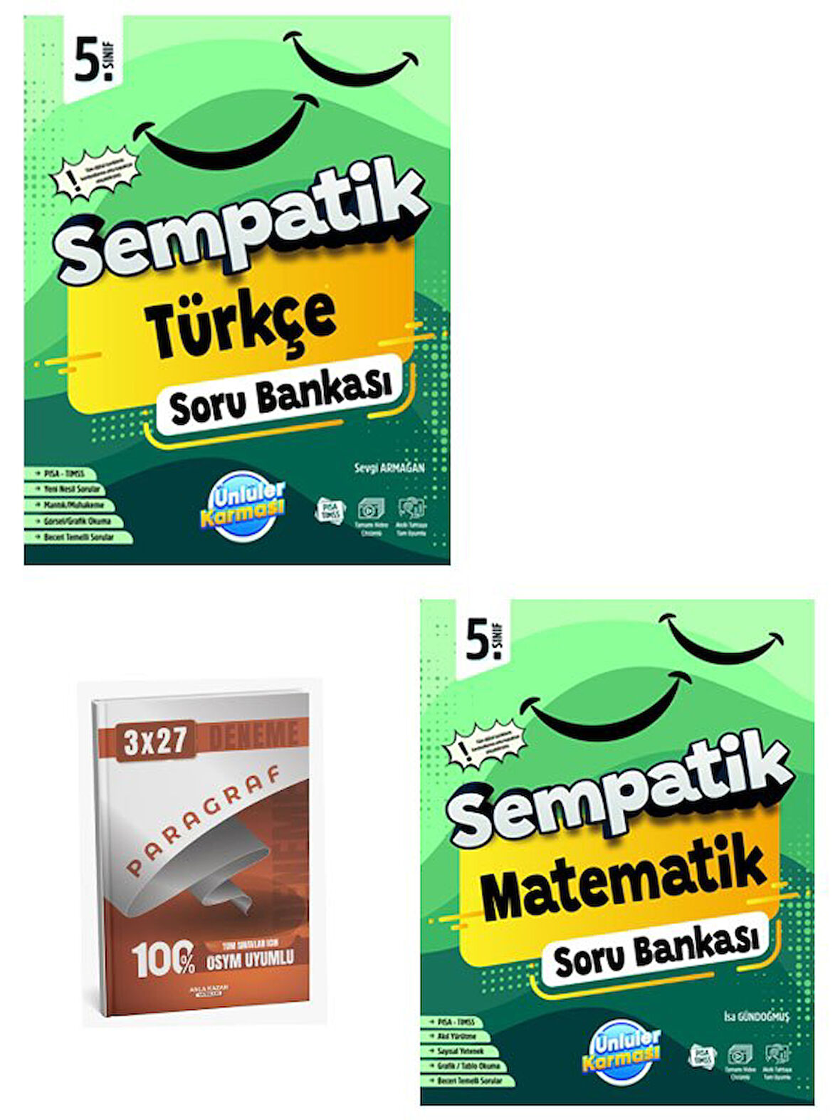Ünlüller 2026 5.Sınıf Sempatik Türkçe+Matematik Soru Bankası Seti+Anla Kazan Paragraf