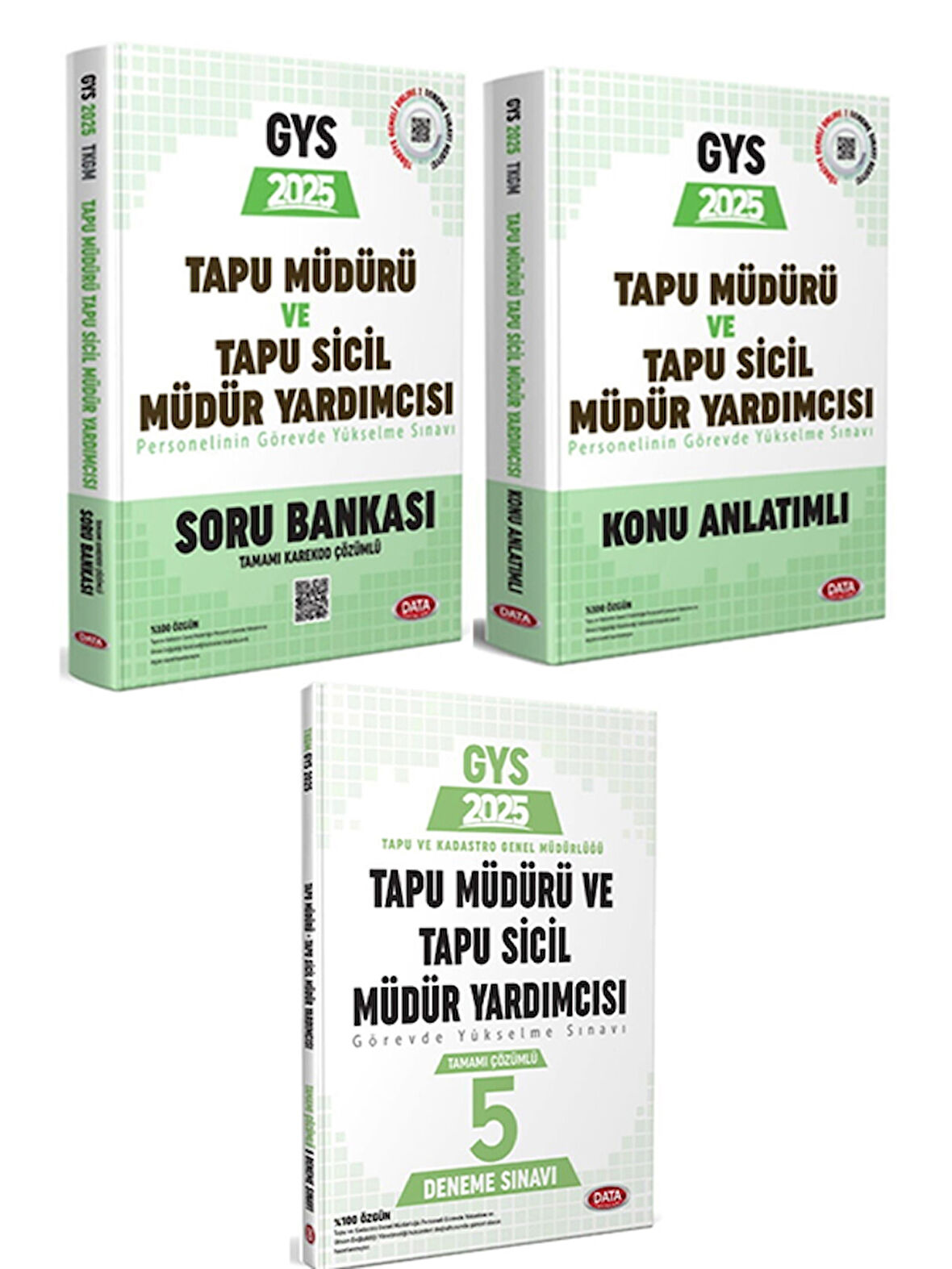 Data 2025 GYS Tapu Kadastro Tapu Müdürü ve Sicil Müdür Yardımcısı 5 Deneme + Konu + Soru 3 lü Set