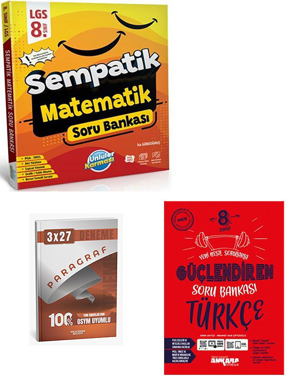 Ünlüler+Ankara 2026 8. Sınıf LGS Matematik Sempatik Soru Bankası Seti+Anla Kazan Paragraf